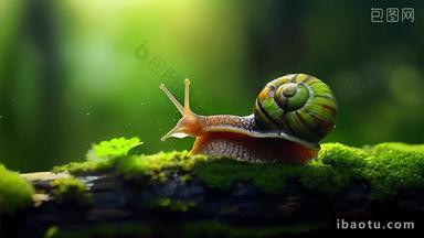 蜗牛触角雨水森林爬行软体动物